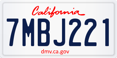 CA license plate 7MBJ221