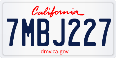 CA license plate 7MBJ227