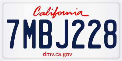 CA license plate 7MBJ228