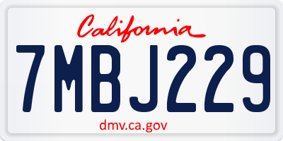 CA license plate 7MBJ229