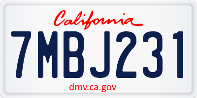 CA license plate 7MBJ231