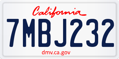 CA license plate 7MBJ232