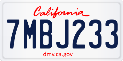 CA license plate 7MBJ233