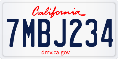 CA license plate 7MBJ234