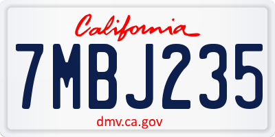 CA license plate 7MBJ235