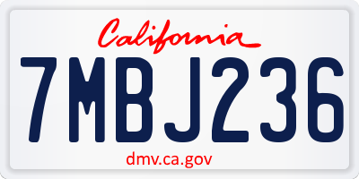 CA license plate 7MBJ236