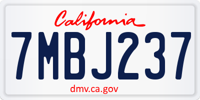 CA license plate 7MBJ237