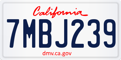 CA license plate 7MBJ239