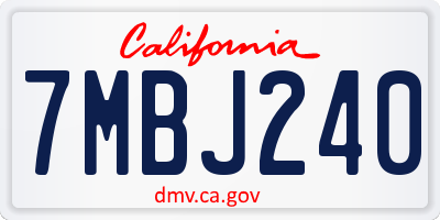 CA license plate 7MBJ240