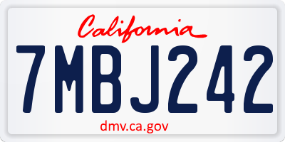 CA license plate 7MBJ242