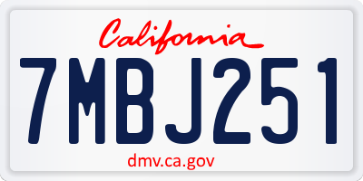 CA license plate 7MBJ251