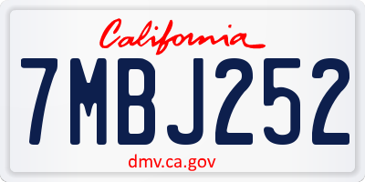 CA license plate 7MBJ252
