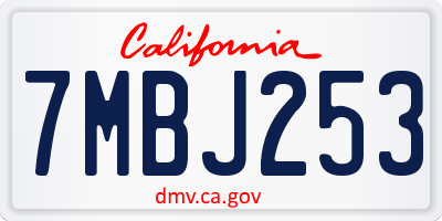 CA license plate 7MBJ253