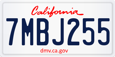 CA license plate 7MBJ255