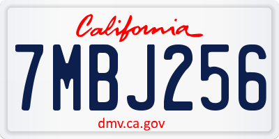 CA license plate 7MBJ256