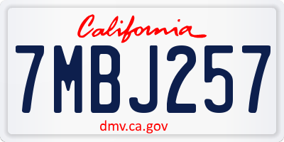 CA license plate 7MBJ257