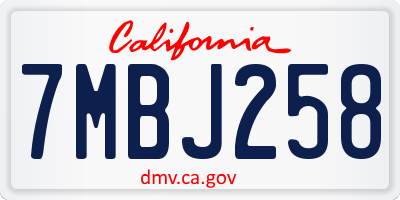 CA license plate 7MBJ258