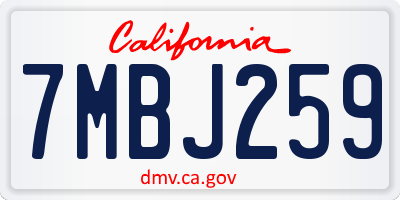 CA license plate 7MBJ259