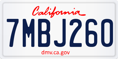 CA license plate 7MBJ260