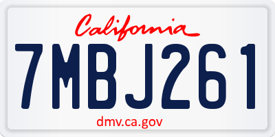 CA license plate 7MBJ261