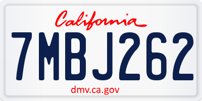 CA license plate 7MBJ262