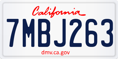 CA license plate 7MBJ263