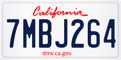 CA license plate 7MBJ264