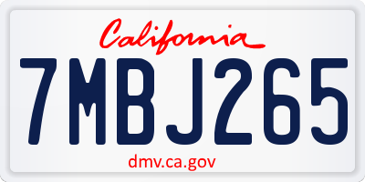 CA license plate 7MBJ265
