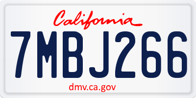 CA license plate 7MBJ266