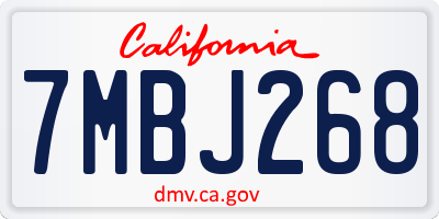 CA license plate 7MBJ268