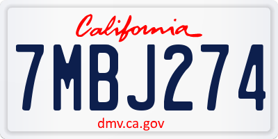 CA license plate 7MBJ274