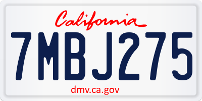 CA license plate 7MBJ275