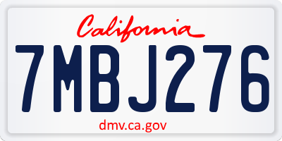 CA license plate 7MBJ276