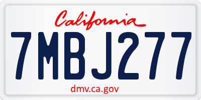 CA license plate 7MBJ277