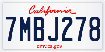 CA license plate 7MBJ278