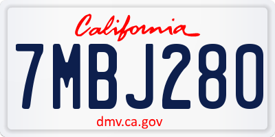 CA license plate 7MBJ280