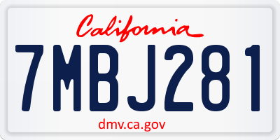 CA license plate 7MBJ281