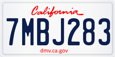 CA license plate 7MBJ283