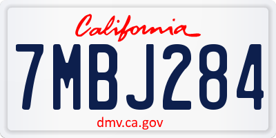 CA license plate 7MBJ284
