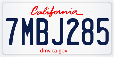 CA license plate 7MBJ285