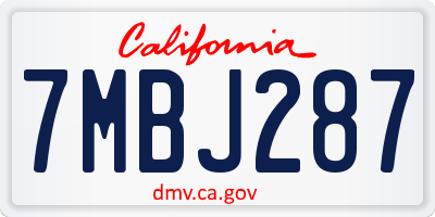CA license plate 7MBJ287