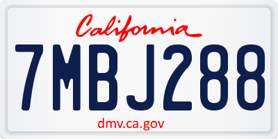 CA license plate 7MBJ288