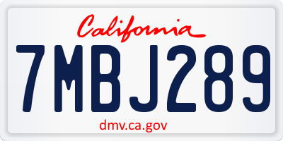 CA license plate 7MBJ289
