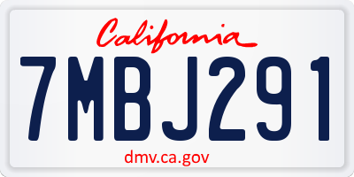 CA license plate 7MBJ291