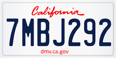 CA license plate 7MBJ292