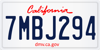 CA license plate 7MBJ294