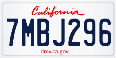 CA license plate 7MBJ296