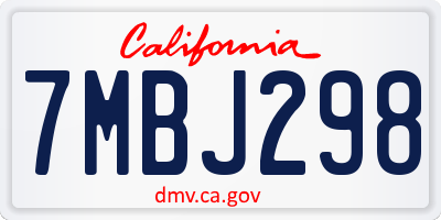 CA license plate 7MBJ298
