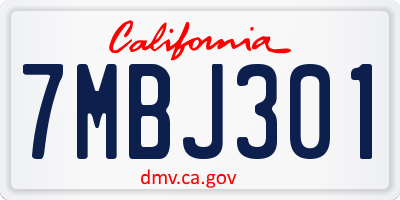 CA license plate 7MBJ301