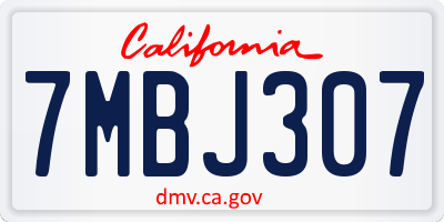 CA license plate 7MBJ307